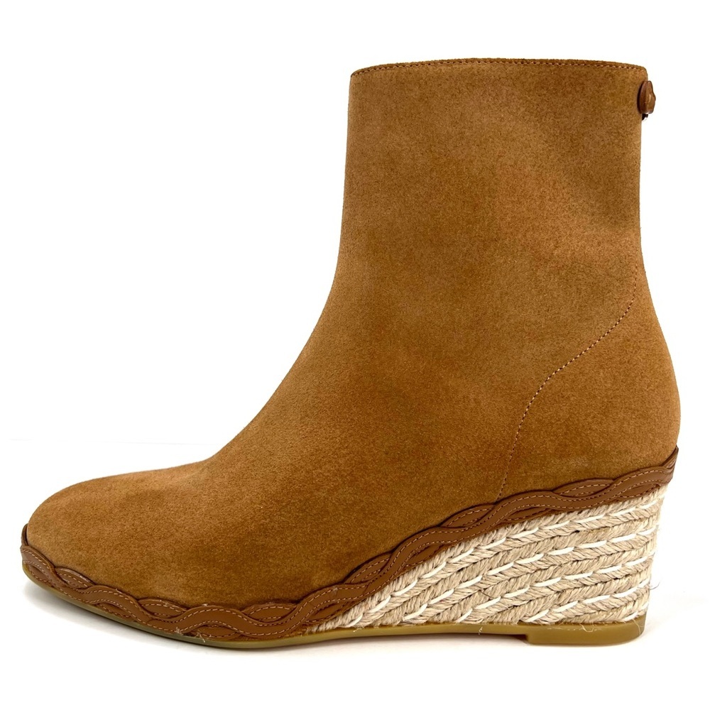SALVATORE FERRAGAMO CANARIA CROSTA ESPADRILLE WEDGE SUEDE BOOTIES SIZE 6